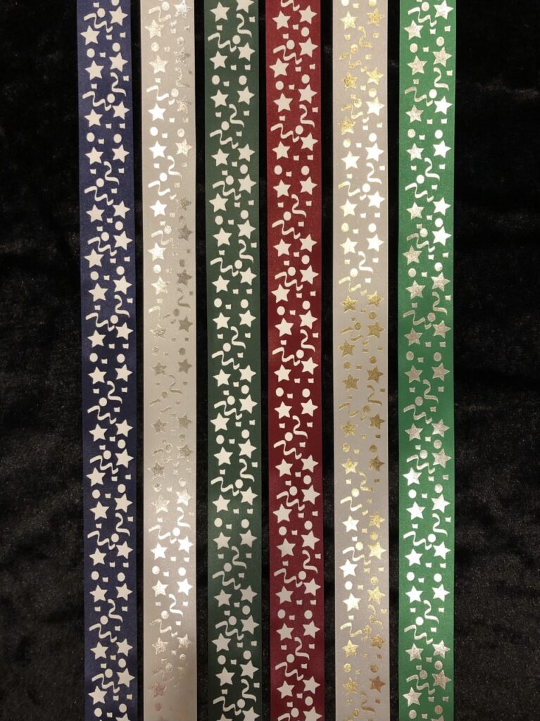 CLEAR 1.5” RIBBON WITH SILVER METALLIC STARS 1 YARD – Homecoming Supplies